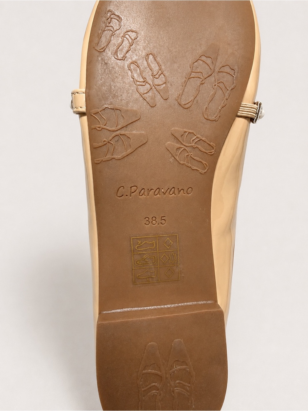 C.Paravano Nude Patent Pearl-Strap Mary Jane Flats - Picture 5 of 7